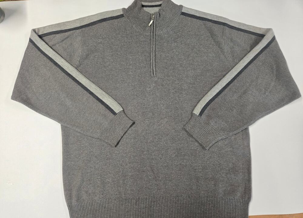 Oscar De La Renta Quarter Zip Knit Sweater Gray Mens XXL